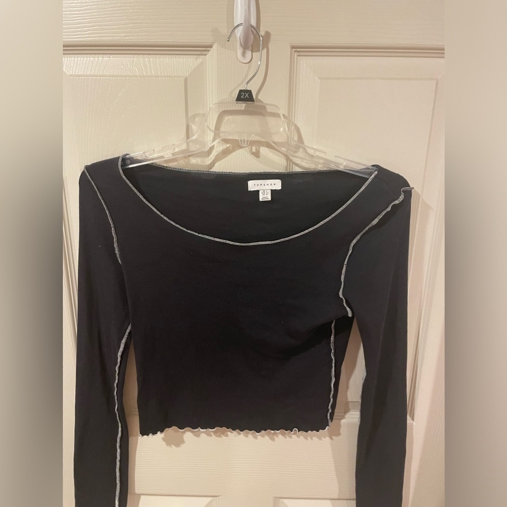 TOPSHOP black long sleeve top size large/12